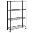 vidaXL 4 szintes fekete tárolópolc kerekekkel 90 x 35 x 142 cm 200 kg
