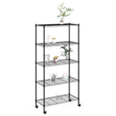 vidaXL 5 szintes fekete tárolópolc kerekekkel 75 x 35 x 155 cm 250 kg