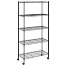 vidaXL 5 szintes fekete tárolópolc kerekekkel 75 x 35 x 155 cm 250 kg