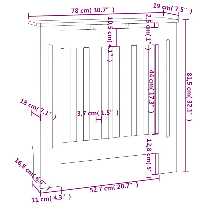 vidaXL fehér MDF radiátorburkolat 78 cm