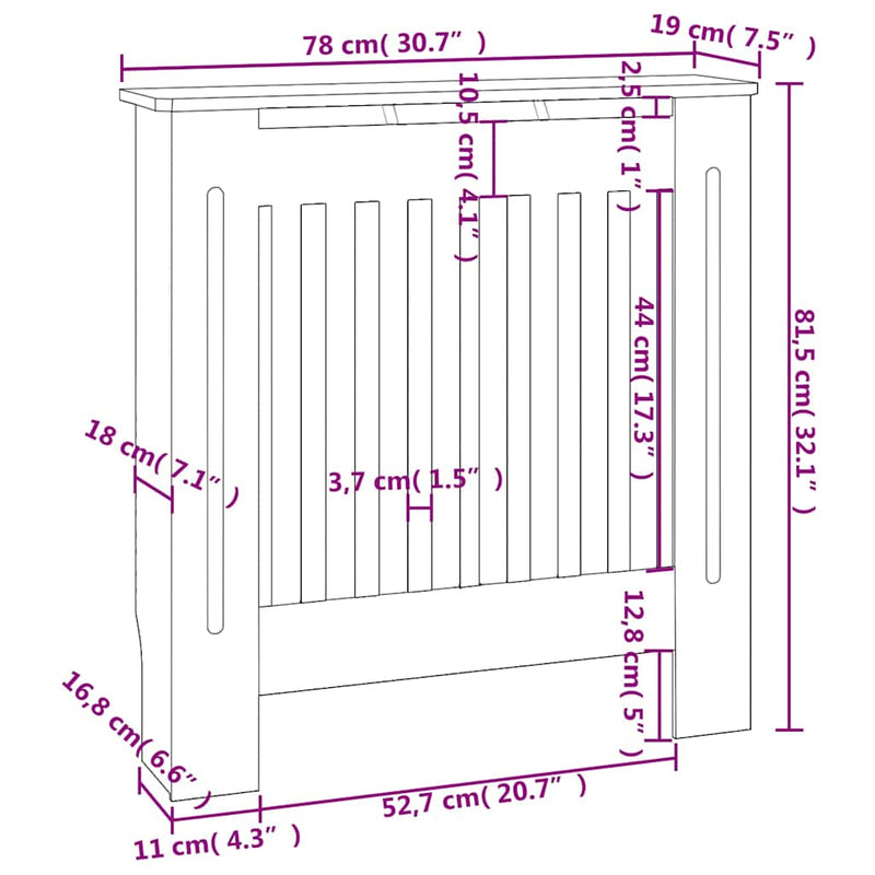 vidaXL fekete MDF radiátorburkolat 78 cm