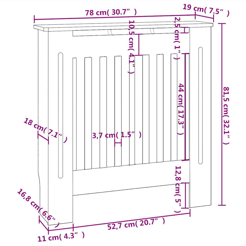 vidaXL szürke MDF radiátorburkolat 78 cm