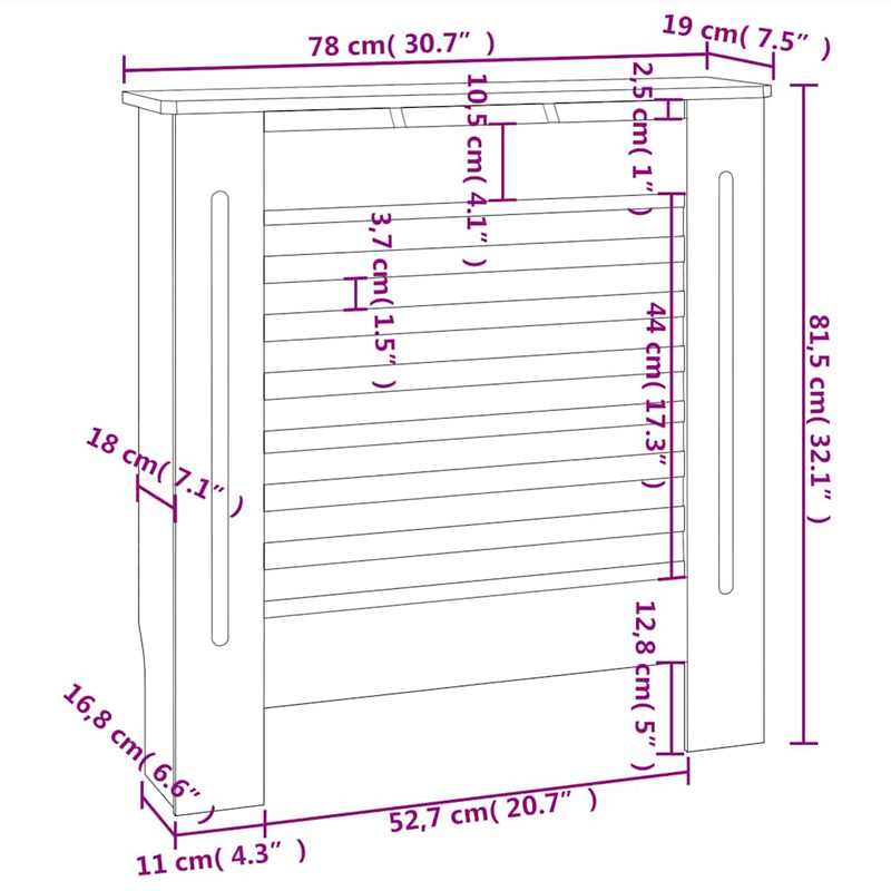 vidaXL fehér MDF radiátorburkolat 78 cm