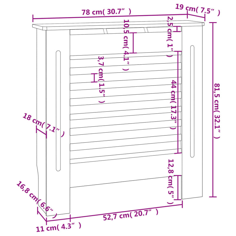 vidaXL MDF radiátorburkolat 78 cm