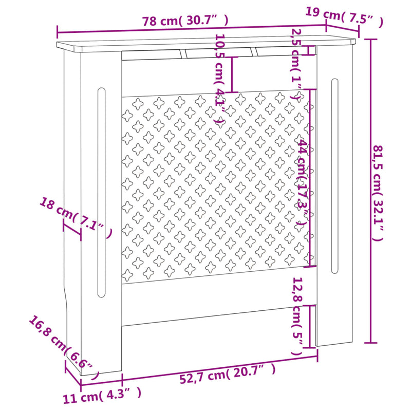 vidaXL szürke MDF radiátorburkolat 78 cm