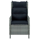 vidaXL világosszürke dönthető polyrattan kerti szék párnákkal