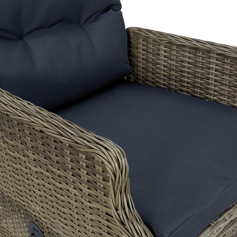 vidaXL barna dönthető háttámlás polyrattan kerti szék párnákkal