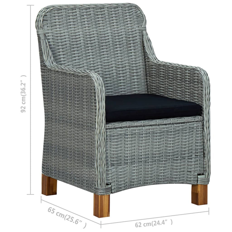 vidaXL 2 db világosszürke polyrattan kerti szék párnával
