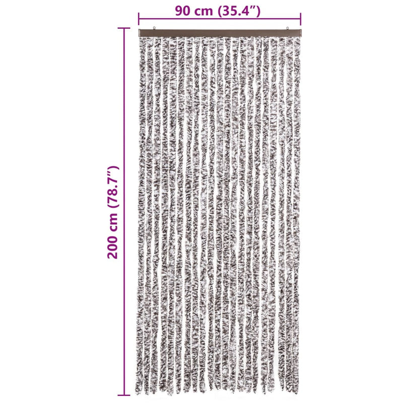 vidaXL barna és bézs zsenília rovarfüggöny 90 x 200 cm