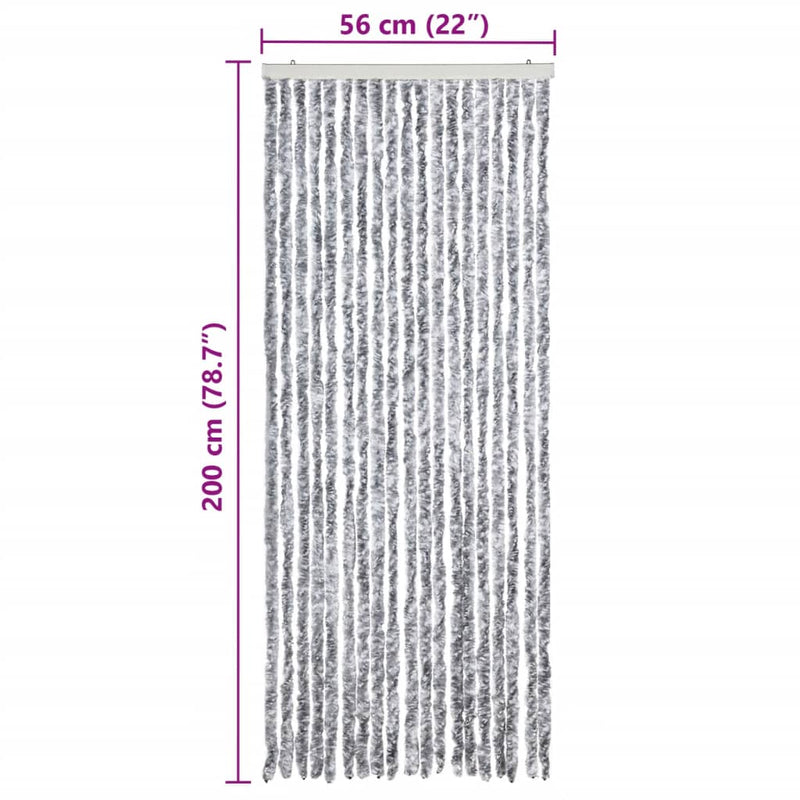vidaXL fehér és szürke zsenília rovarfüggöny 56 x 200 cm