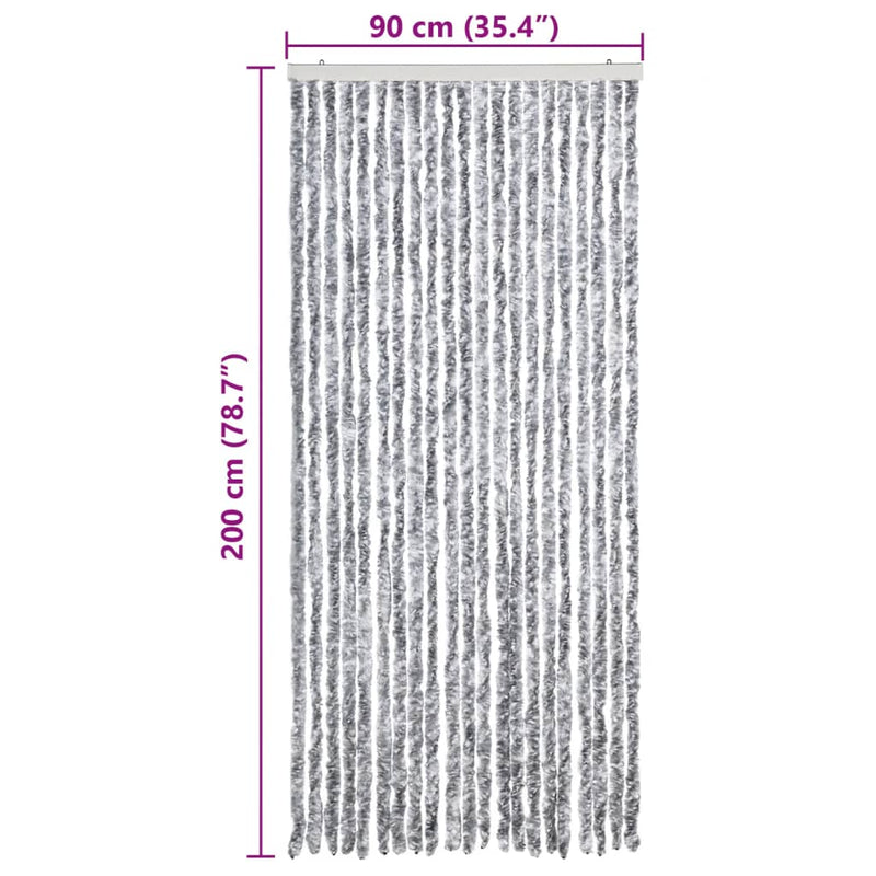 vidaXL fehér és szürke zsenília rovarfüggöny 90 x 200 cm