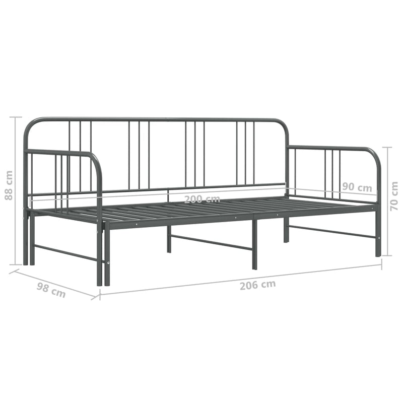 vidaXL szrüke fém kihúzható kanapéágy-keret 90 x 200 cm