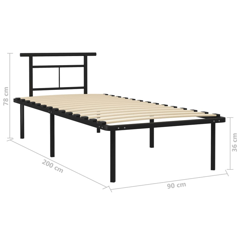 vidaXL fekete fém ágykeret 90 x 200 cm