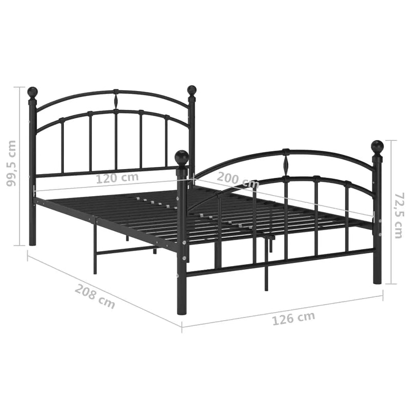 vidaXL fekete fém ágykeret 120 x 200 cm