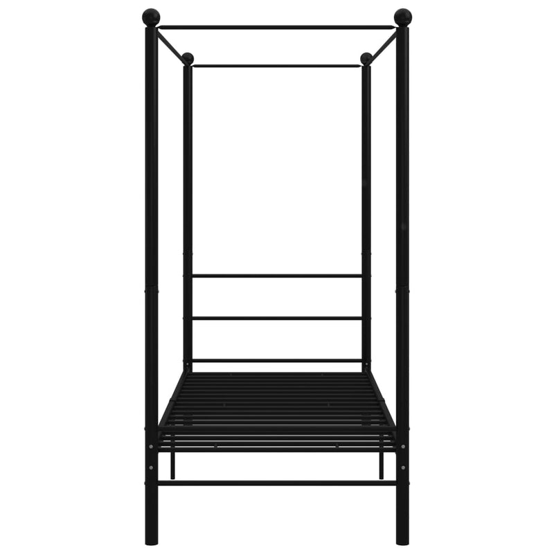 vidaXL fekete fém baldachinos ágykeret 90 x 200 cm
