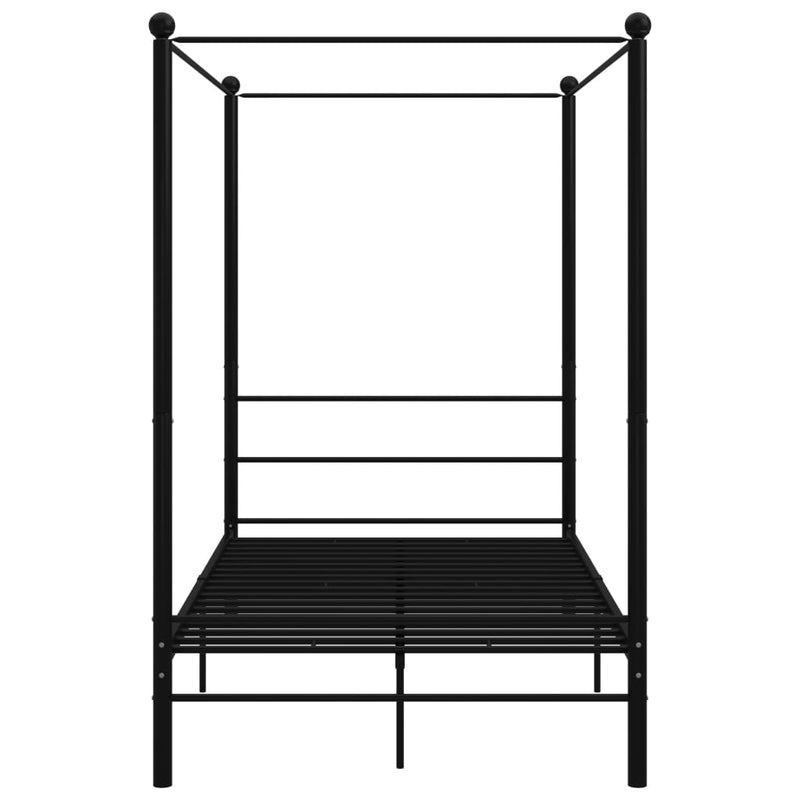 vidaXL fekete fém baldachinos ágykeret 120 x 200 cm