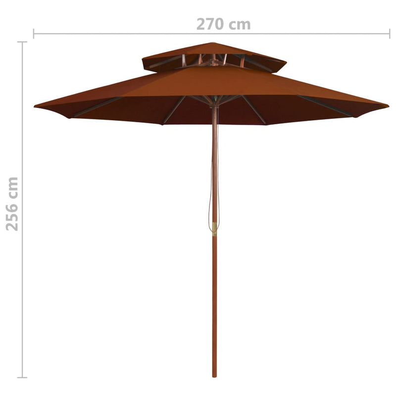 vidaXL terrakotta kétszintes napernyő farúddal 270 cm