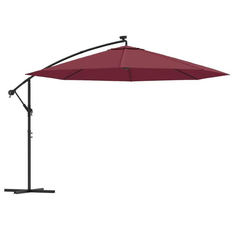 vidaXL bordó konzolos napernyő LED-világítással 350 cm