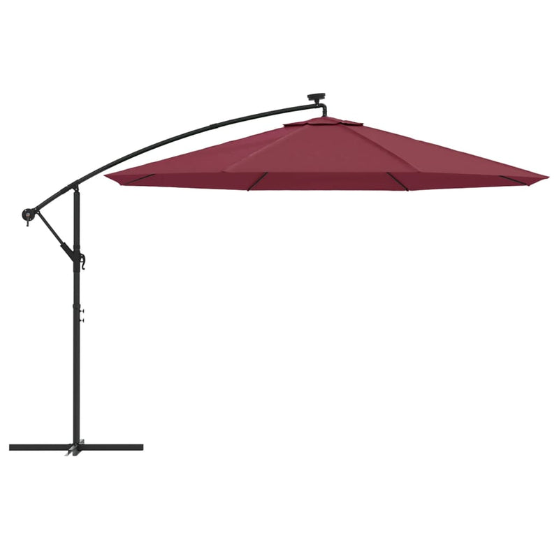 vidaXL bordó konzolos napernyő LED-világítással 350 cm