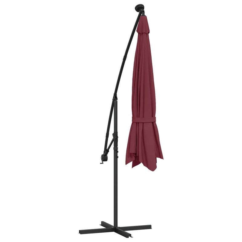 vidaXL bordó konzolos napernyő LED-világítással 350 cm
