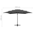 vidaXL 4 szintes antracitszürke napernyő alumíniumrúddal 250 x 250 cm