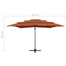 vidaXL 4 szintes terrakotta napernyő alumíniumrúddal 250 x 250 cm