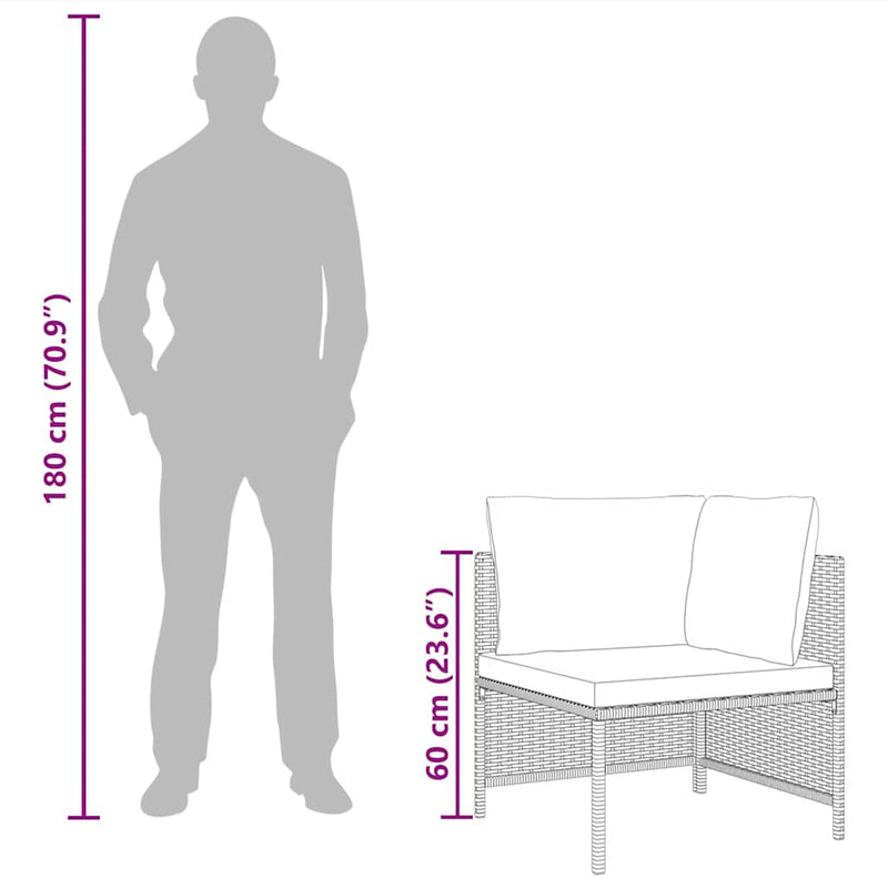 vidaXL szürke elemes polyrattan sarokkanapé párnákkal