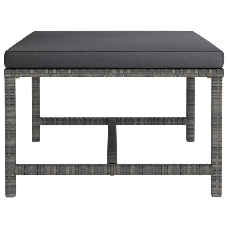 vidaXL szürke polyrattan elemes lábtartó párnával