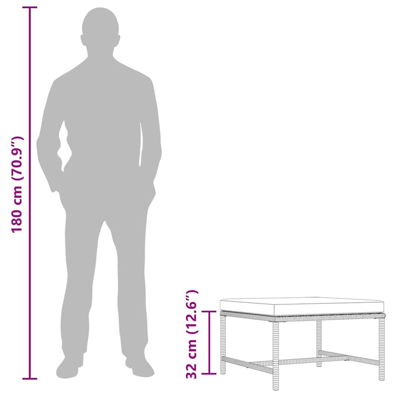 vidaXL szürke polyrattan elemes lábtartó párnával