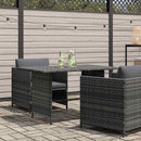 vidaXL szürke polyrattan kerti étkezőasztal 110 x 70 x 65 cm