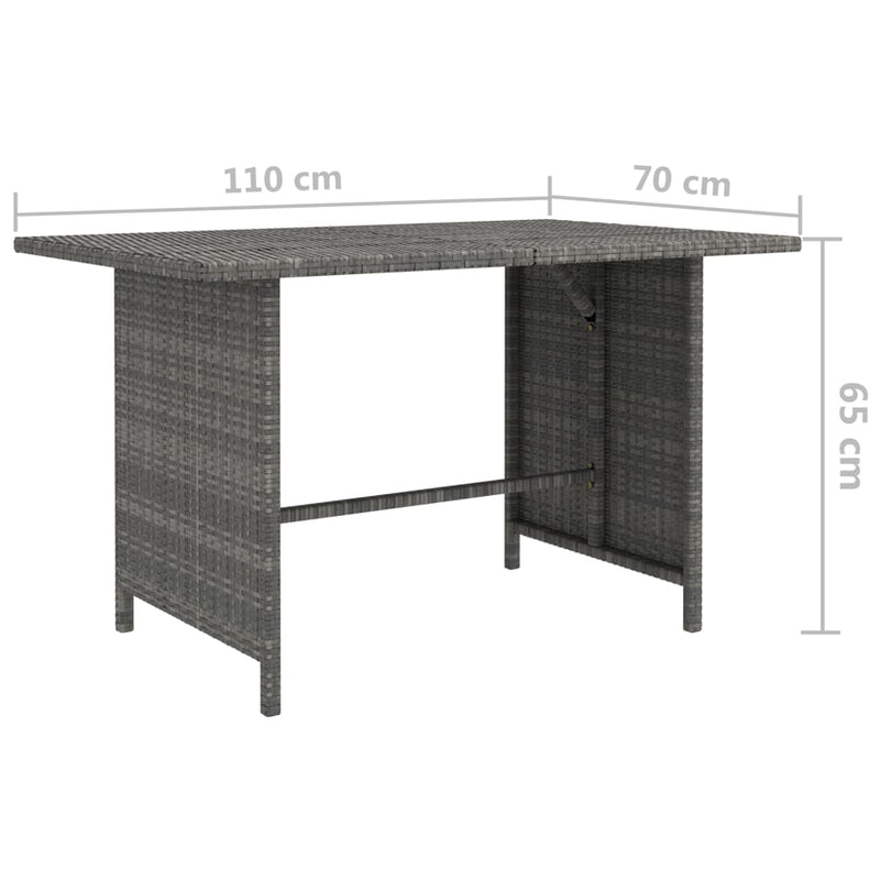 vidaXL szürke polyrattan kerti étkezőasztal 110 x 70 x 65 cm