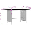 vidaXL szürke polyrattan kerti étkezőasztal 110 x 70 x 65 cm