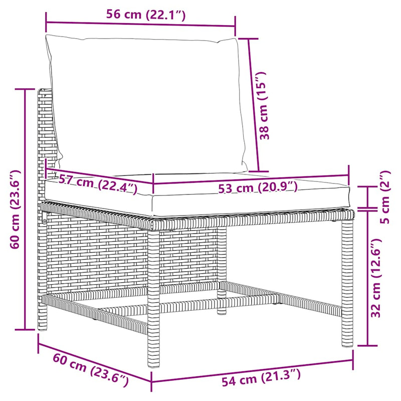 vidaXL 3 személyes szürke polyrattan kerti kanapé párnákkal