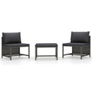 vidaXL 3 részes szürke polyrattan kerti ülőgarnitúra párnákkal