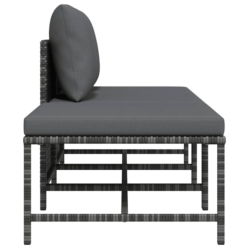 vidaXL 3 részes szürke polyrattan kerti ülőgarnitúra párnákkal