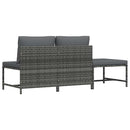 vidaXL 3 részes szürke polyrattan kerti ülőgarnitúra párnákkal