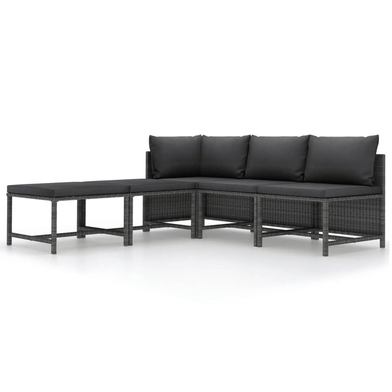 vidaXL 5 részes szürke polyrattan kerti ülőgarnitúra párnákkal