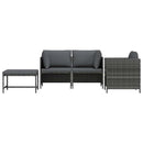 vidaXL 4 részes szürke polyrattan kerti kanapészett párnákkal