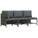 vidaXL 3 részes szürke polyrattan kerti bútorszett párnákkal