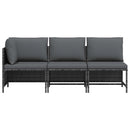 vidaXL 3 részes szürke polyrattan kerti bútorszett párnákkal