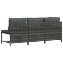 vidaXL 3 részes szürke polyrattan kerti bútorszett párnákkal