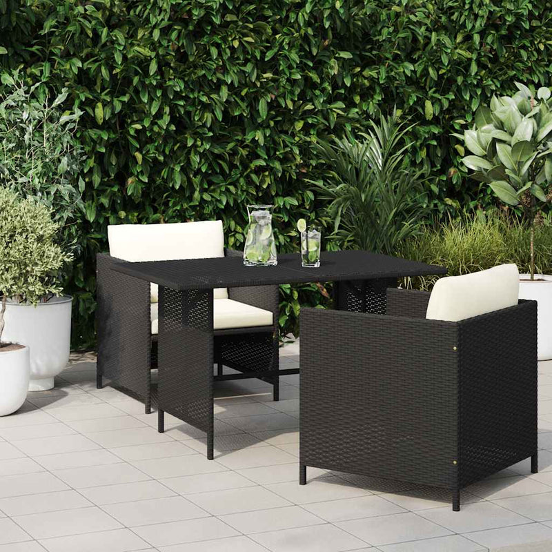 vidaXL fekete polyrattan kerti étkezőasztal 110 x 70 x 65 cm