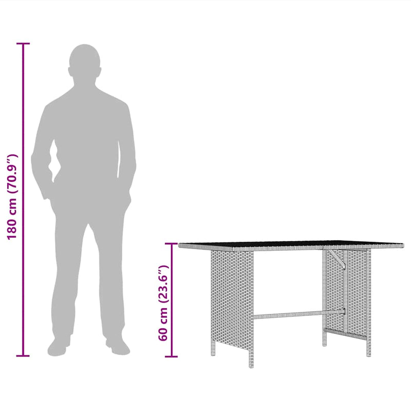 vidaXL fekete polyrattan kerti étkezőasztal 110 x 70 x 65 cm