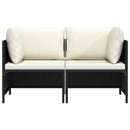 vidaXL fekete kétszemélyes polyrattan kerti kanapé párnákkal