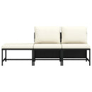 vidaXL 3 részes fekete polyrattan kerti ülőgarnitúra párnával