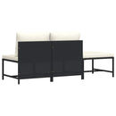 vidaXL 3 részes fekete polyrattan kerti ülőgarnitúra párnával