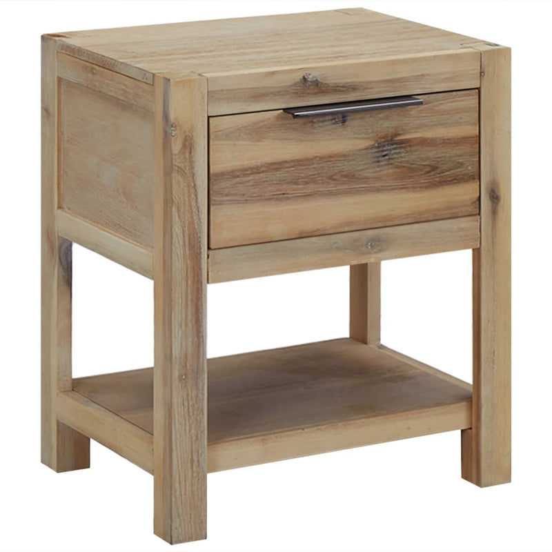 vidaXL 2 db tömör akácfa fiókos éjjeliszekrény 40 x 30 x 48 cm
