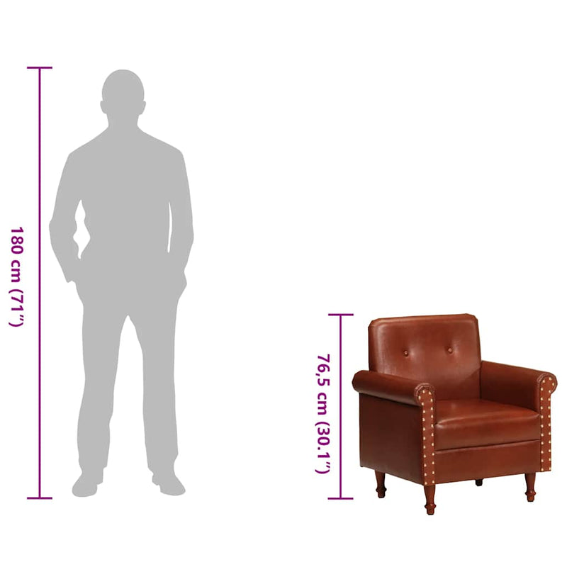 vidaXL barna valódi bőr kagylófotel