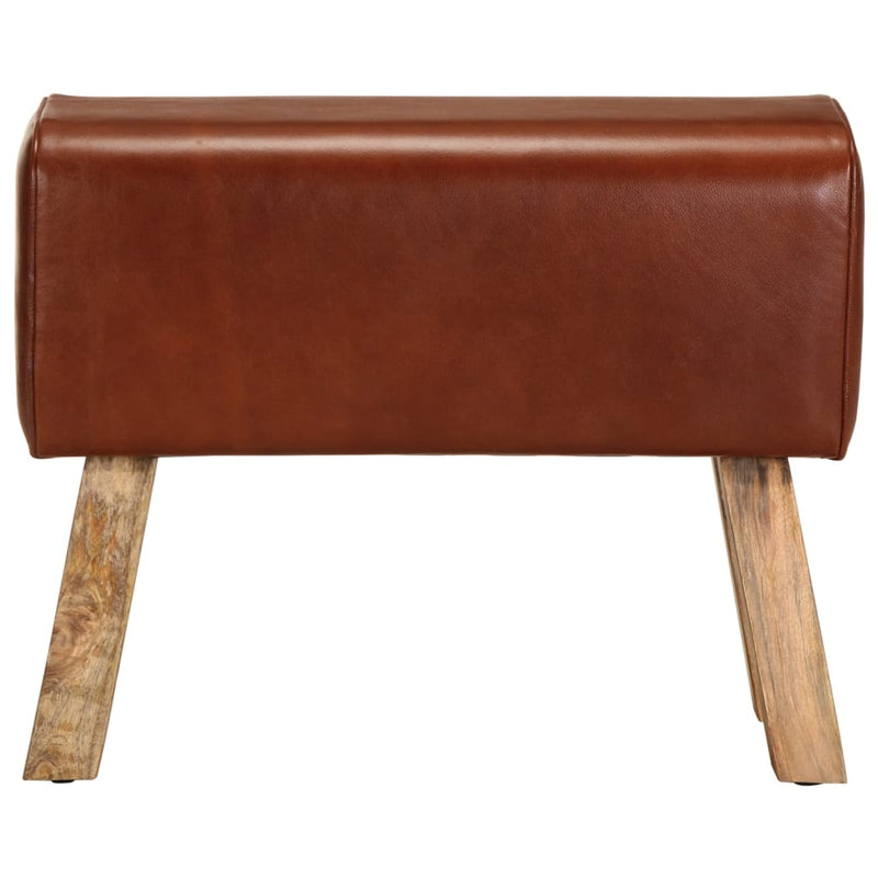 vidaXL barna valódi bőr és tömör mangófa tornapad 58 cm