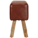 vidaXL barna valódi bőr és tömör mangófa tornapad 58 cm